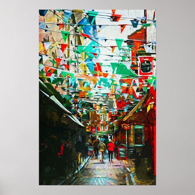 Affiche Dublin, Irlande City Street Scene (Devant)
