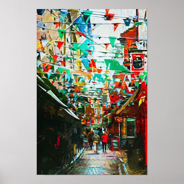 Affiche Dublin, Irlande City Street Scene (Devant)