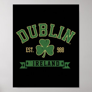 Affiche Dublin Irlande Clover Leaf Shamrock Da