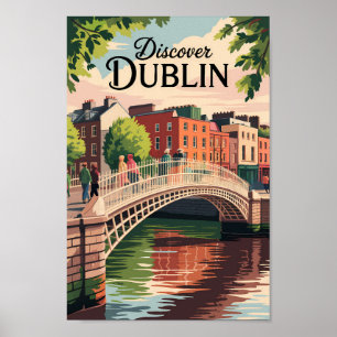 Affiche Dublin Irlande Illustration Travel Art Vintage