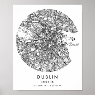 Affiche Dublin Irlande Minimal Modern Circle Street Carte