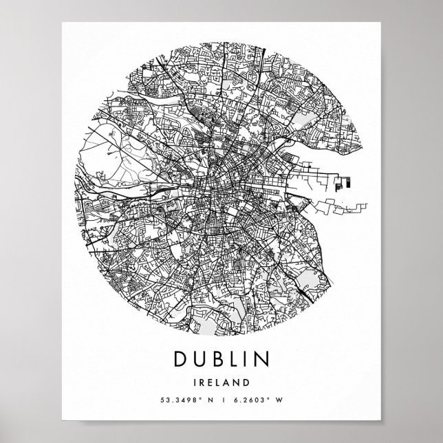 Affiche Dublin Irlande Minimal Modern Circle Street Carte (Devant)
