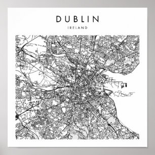 Affiche Dublin Irlande Minimal Modern Street Map