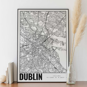 Affiche Dublin Irlande minimaliste carte Art