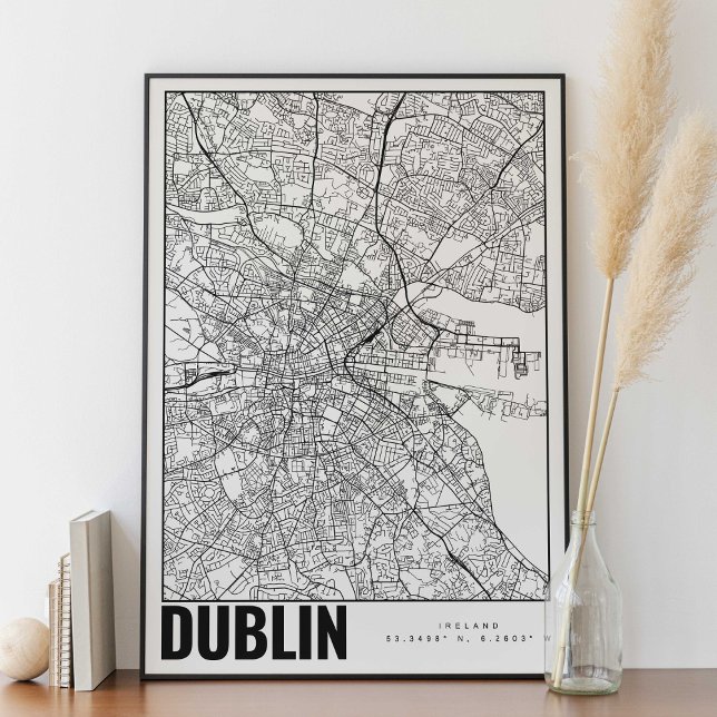 Affiche Dublin Irlande minimaliste carte Art (Créateur téléchargé)