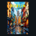Affiche Dublin Irlande Travel Art Vintage<br><div class="desc">Design de voyage vectoriel rétro de Dublin. Ses bâtiments historiques comprennent le château de Dublin datant du XIIIe siècle et l'imposante cathédrale Saint-Patrick,  fondée en 1191.</div>