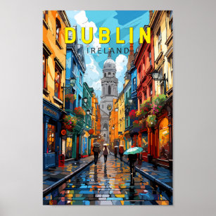 Affiche Dublin Irlande Travel Art Vintage
