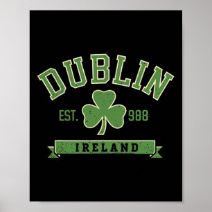 Affiche Dublin Irlande Trèfle Feuille de Trèfle Établie 98