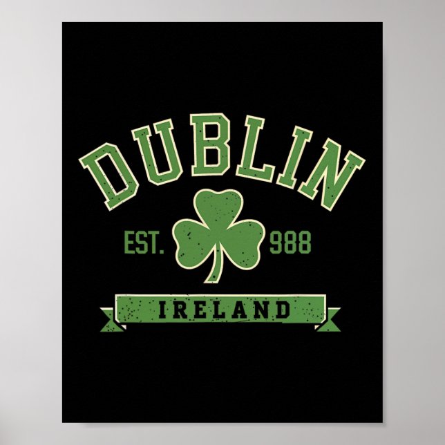 Affiche Dublin Irlande Trèfle Feuille de Trèfle Établie 98 (Devant)