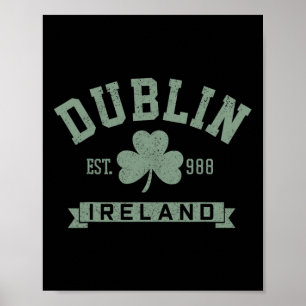 Affiche Dublin Irlande Trèfle Jour de la Saint-Patrick Irl