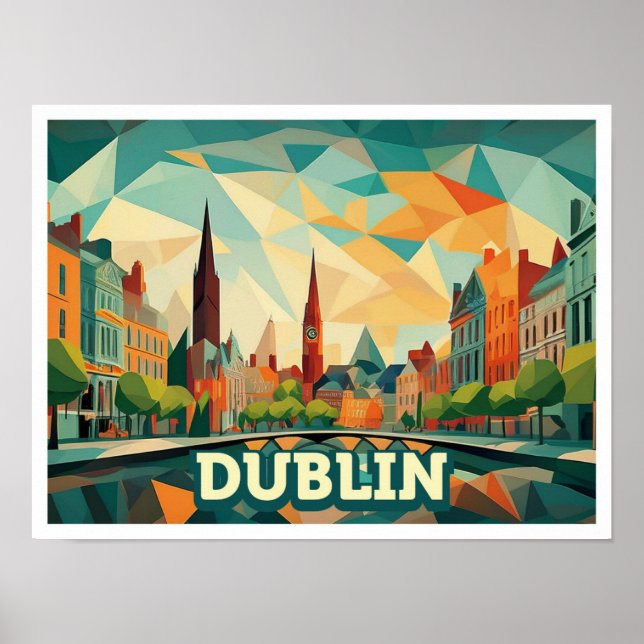 Affiche Dublin Irlande Voyage artistique coloré (Devant)