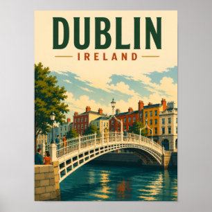 Affiche Dublin Irlande Voyage Vintage Pont Ha'penny