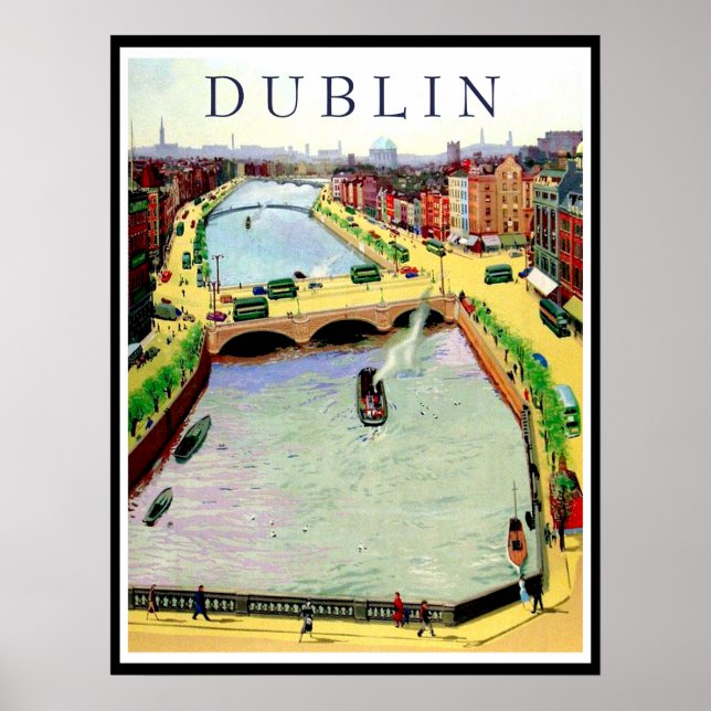 Affiche Dublin, pont O'Connell sur la Liffey (Devant)
