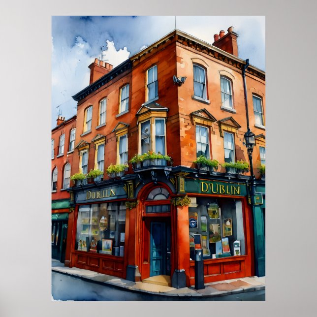 Affiche Dublin watercolor (Devant)