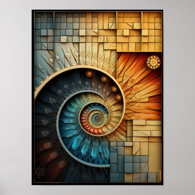 Affiche Dubman Designs : Collage en spirale de Fibonacci l (Devant)