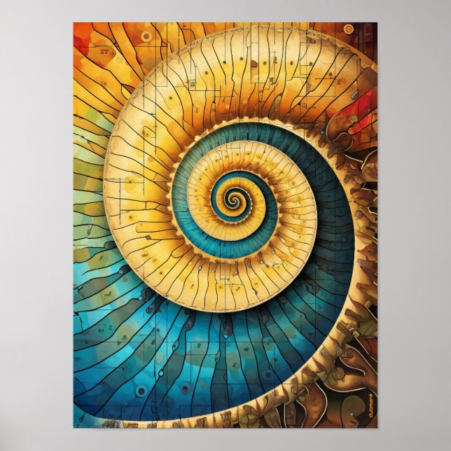 Affiche Dubman Designs : Ratio d'Or, Fibonacci Lumineux  (Devant)