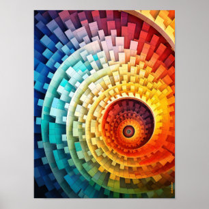 Affiche Dubman Designs : Spirale de Fibonacci Arc-en-ciel 