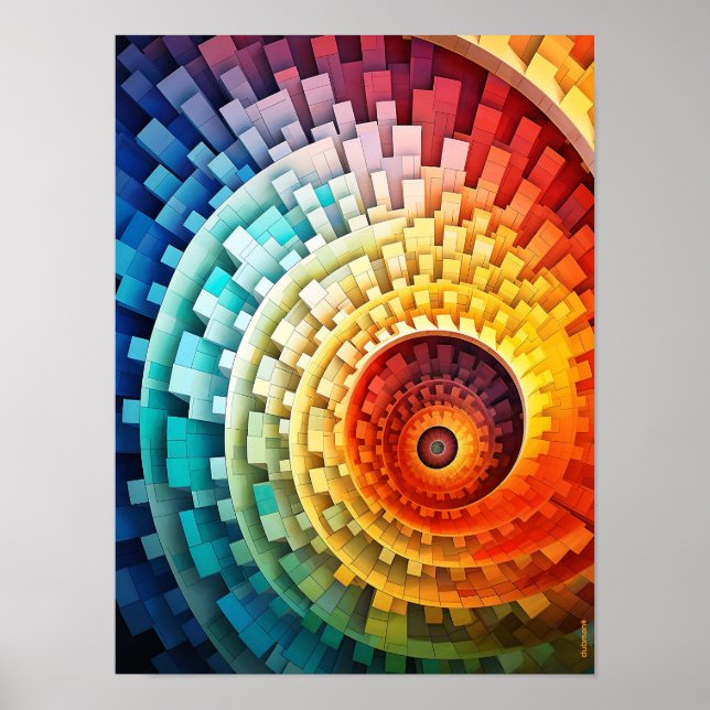 Affiche Dubman Designs : Spirale de Fibonacci Arc-en-ciel  (Devant)
