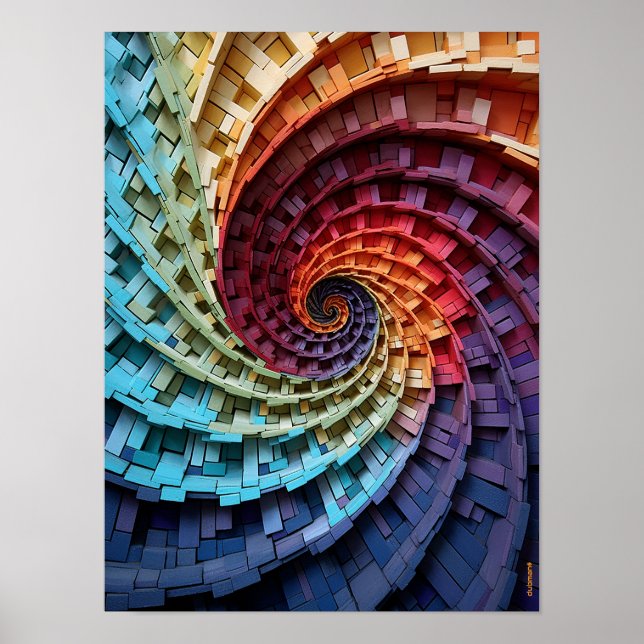 Affiche Dubman Designs : Spirale Tripante Arc-en-ciel de F (Devant)