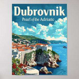 Affiche Dubrovnik Croatie Illustration de voyage artistiqu