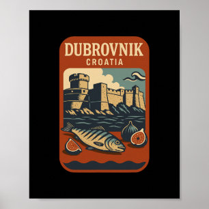 Affiche Dubrovnik Croatie Souvenir Nourriture Croate Et Vo