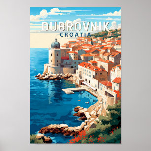 Affiche Dubrovnik Croatie Travel Art Vintage