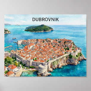 Affiche Dubrovnik Croatie Vieille Ville Paysage Urbain Côt