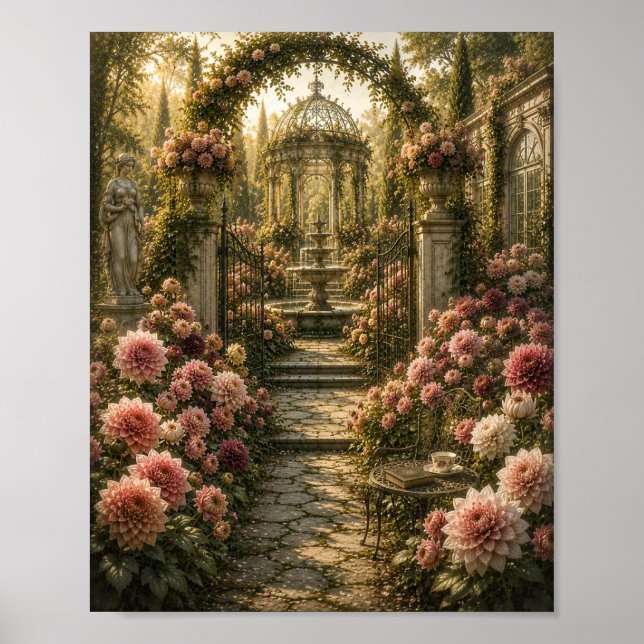 Affiche Duchess Dahlia Garden Vintage Botanical (Devant)