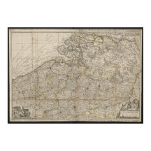 Duchy of Brabant with Adjacent Provinces Map, 1712