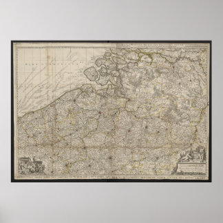Affiche Duchy of Brabant with Adjacent Provinces Map, 1712