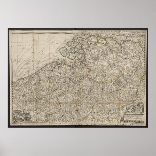 Affiche Duchy of Brabant with Adjacent Provinces Map, 1712 (Devant)