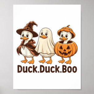 Affiche Duck Boo Drôle Mignonne Éffrayant Halloween Retro