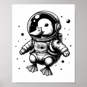 Affiche Duck Papa Maman Espace - Astronaut Canard