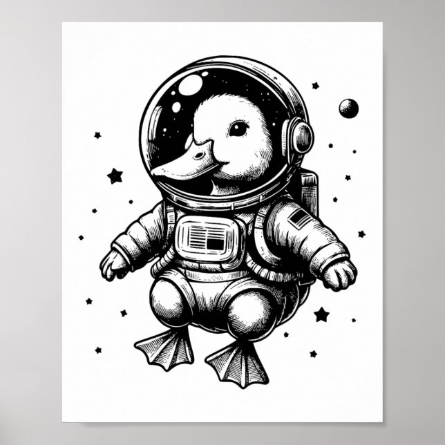 Affiche Duck Papa Maman Espace - Astronaut Canard (Devant)