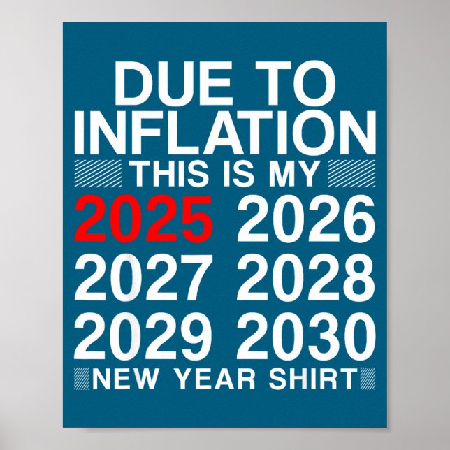 Affiche Due To Inflation Funny New Year 2026 Tee Men Women (Devant)