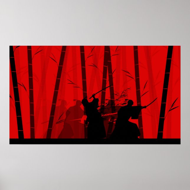 Affiche Duel dans le Bambou rouge - bataille de Samurai (Devant)