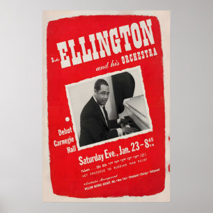 Affiche Duke Ellington - Noir, Brun et Beige - Carnegie