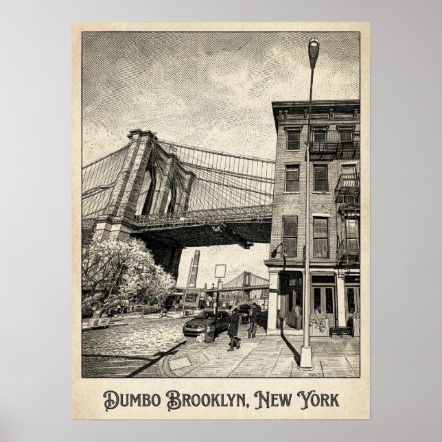 Affiche DUMBO Brooklyn New York — Pont Iconique (Devant)