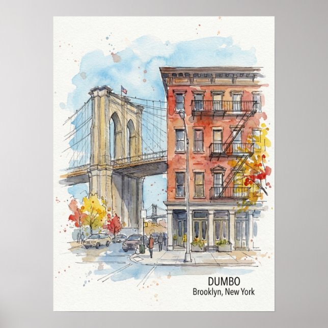 Affiche DUMBO Brooklyn New York — Pont Iconique (Devant)