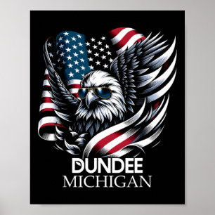 Affiche Dundee Michigan 4 juillet Drapeau américain des Ét