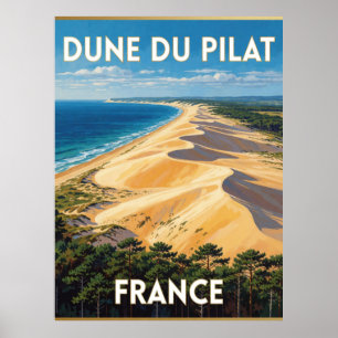Affiche Dune de Pilat France Paysage côtier de sable doré