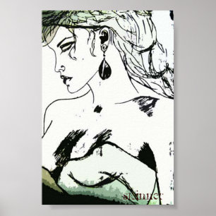 Affiche d'une femme, profil latéral