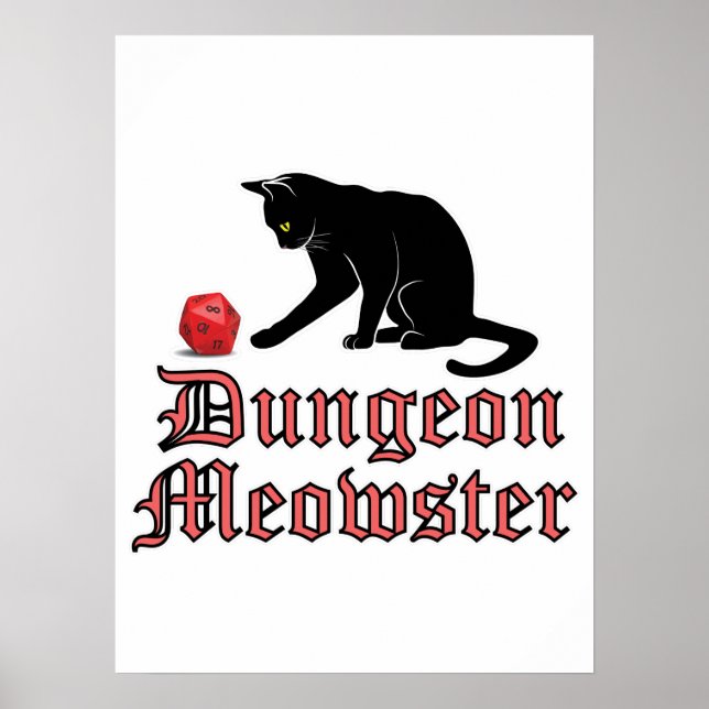 Affiche Dungeon Meowster Funny RPG Cat with Dice (Devant)