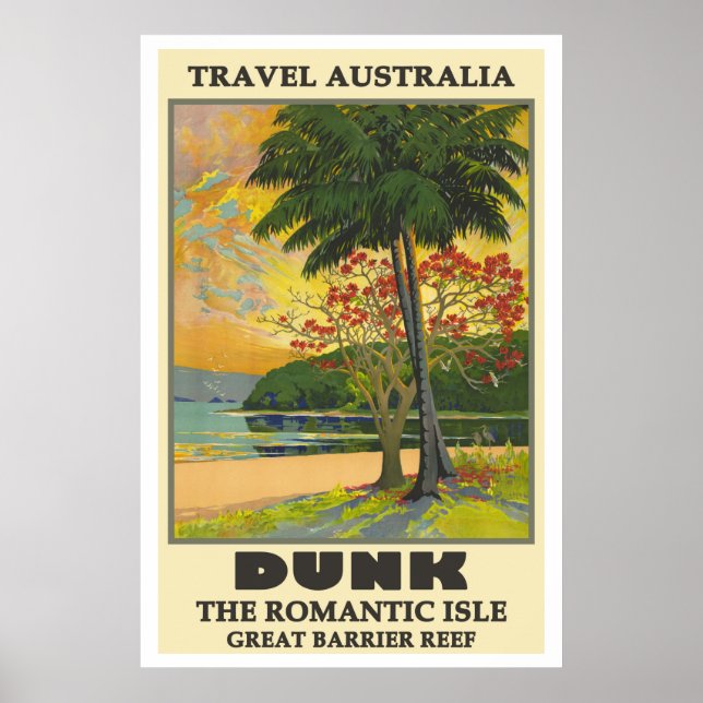 Affiche Dunk Island, Australie Vintage voyage (Devant)