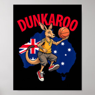 Affiche Dunkaroo Kangourou Drôle Joueur de Sketll Australi