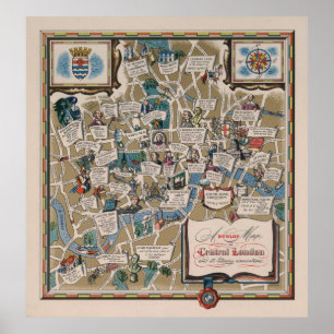 Affiche Dunlop map- Literary Landmarks de Londres