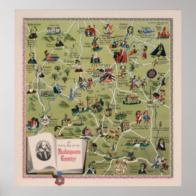 Affiche Dunlop Map of Shakespeare Country, Angleterre (Devant)