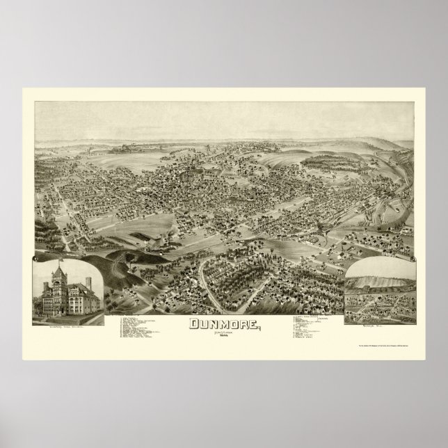 Affiche Dunmore, PA Carte panoramique - 1892 (Devant)