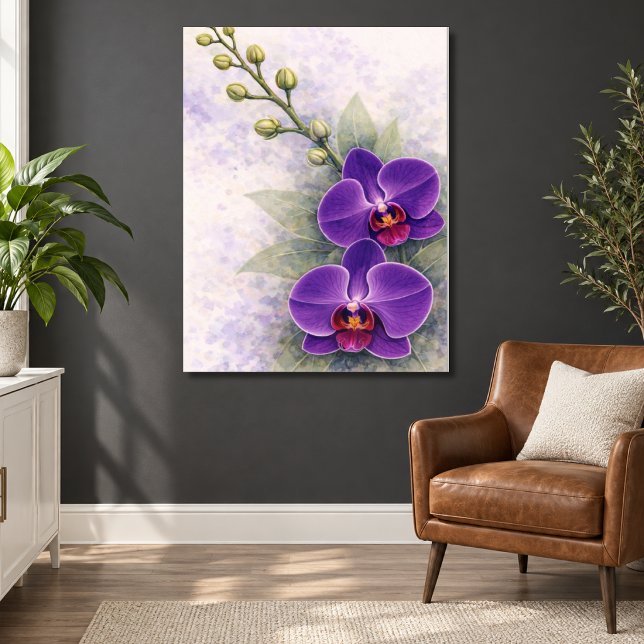 Affiche Duo de fleurs d'orchidée pourpre Botanique  (Créateur téléchargé)