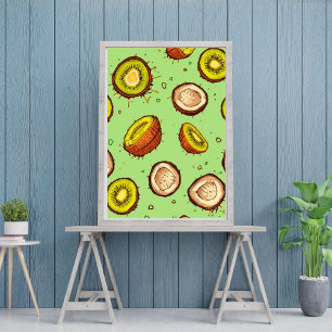Affiche Duo Kiwi & Coco   Fruit tropical à l'aquarelle 